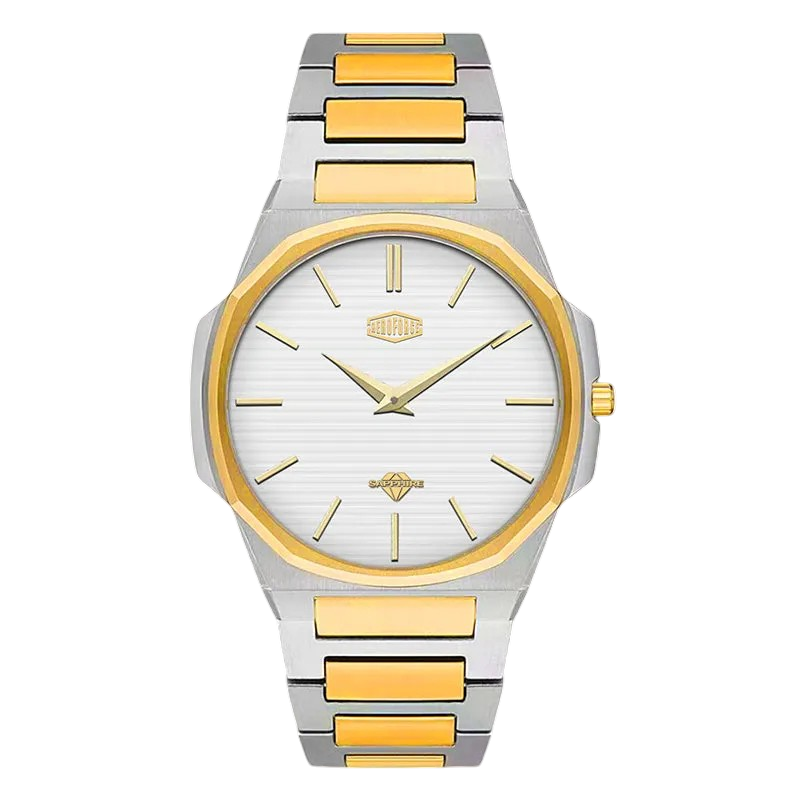 white dial two-tone watch