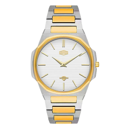 white dial two-tone watch