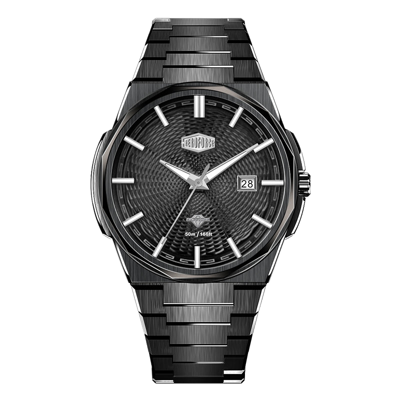 black dial black steel
