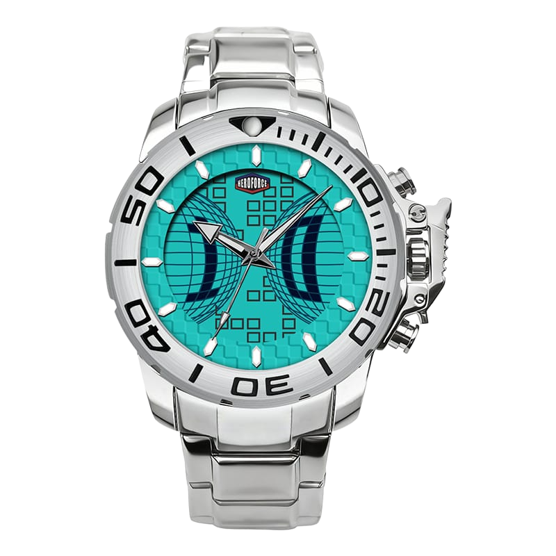 HeroForce 5004 - silver case turquoise dial