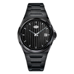 all black monochromatic, black striped dial