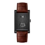 black brushed case leather strap