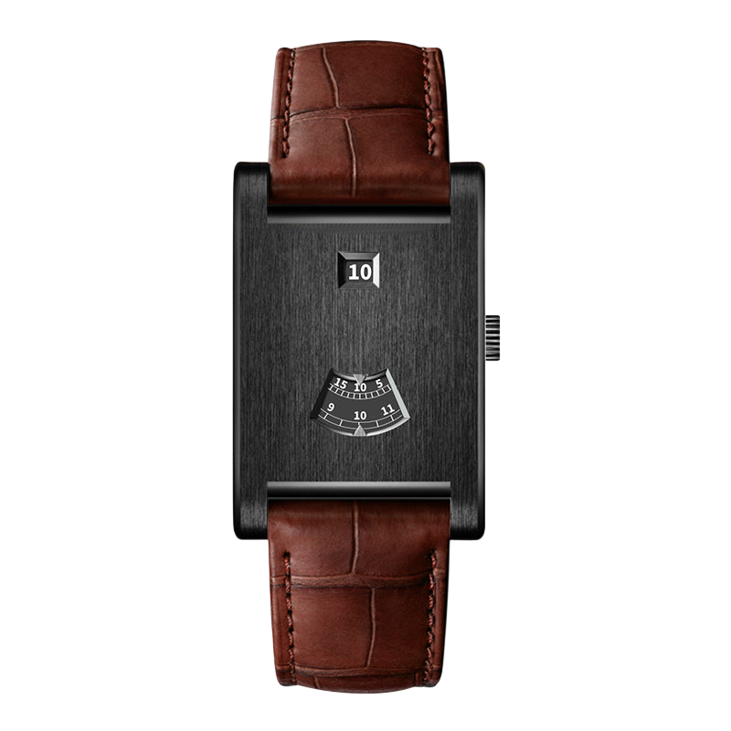 black brushed case leather strap