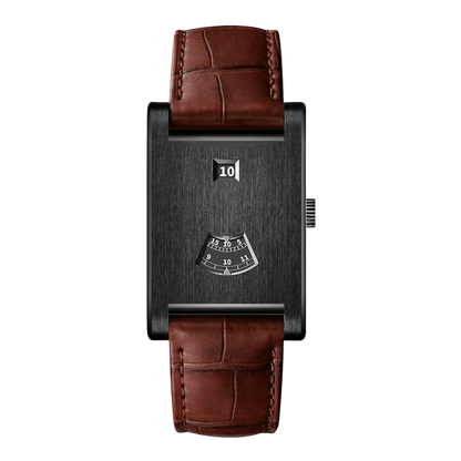 black brushed case leather strap