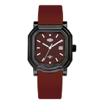 black case red dial