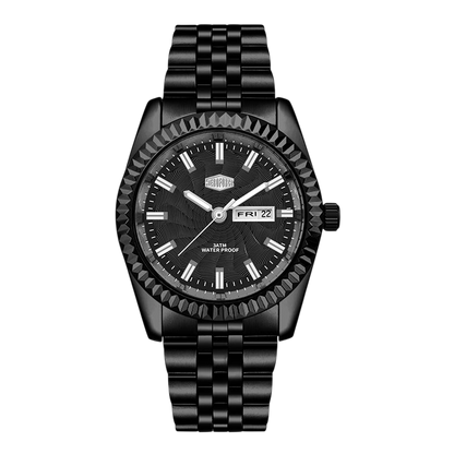 black dial all black watch