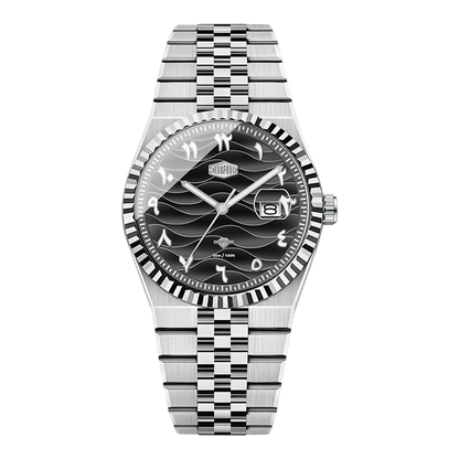 black dial arabic numerals
