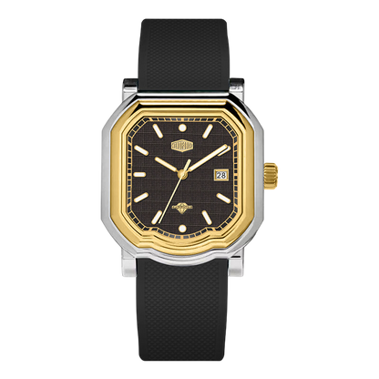 black dial two-tone case