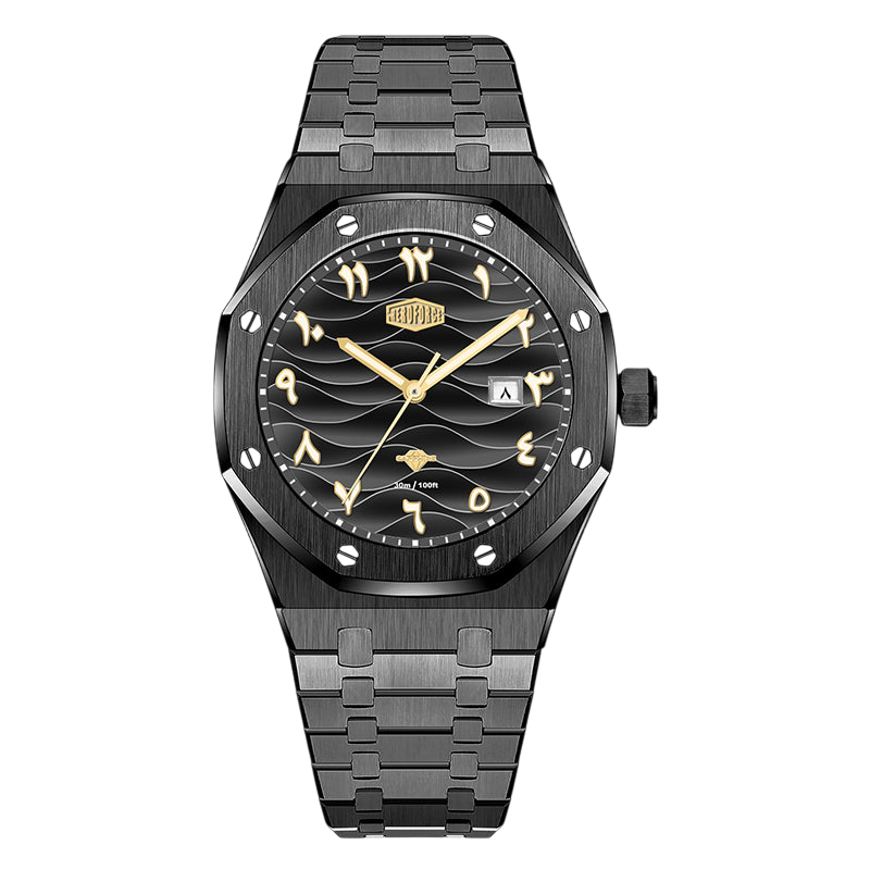 black gold Arabic dial