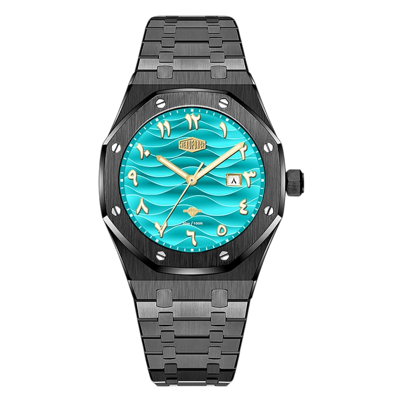 black gold blue dial