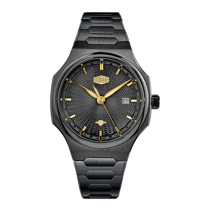 black gold sunburst dial