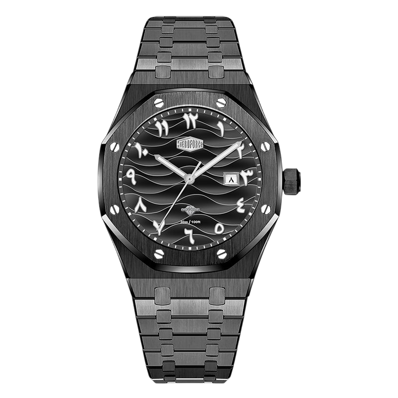 black silver Arabic dial
