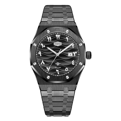 black silver Arabic dial