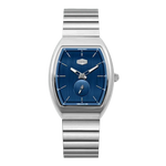 blue dial metal watch