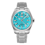 front view, turquoise dial
