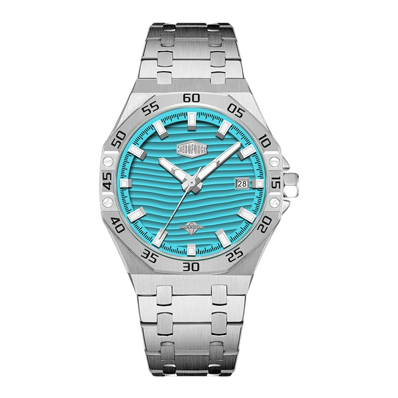 blue wavy dial watch