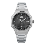 dark grey dial steel watch