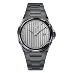 dark grey monochromatic, grey striped dial