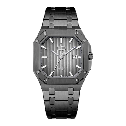 dark grey watch silver