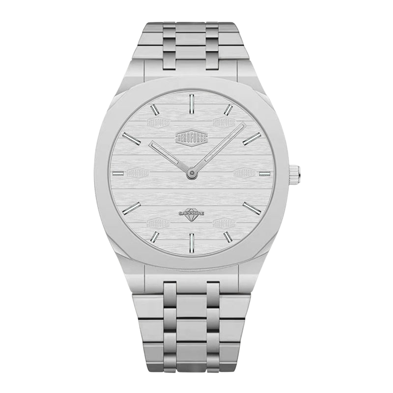 front silver wood dial watch