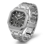 HEROFORCE 5025A HEROFORCE Luxury Quartz Men's Watch - silver gray dial, angled view