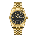 gold case black dial