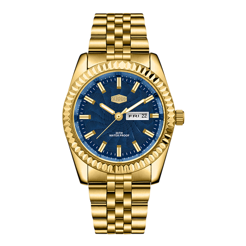 HeroForce 5083 — FLURION - gold watch blue dial