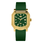 gold case green watch