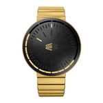 gold metal band black dial