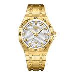 gold watch white dial