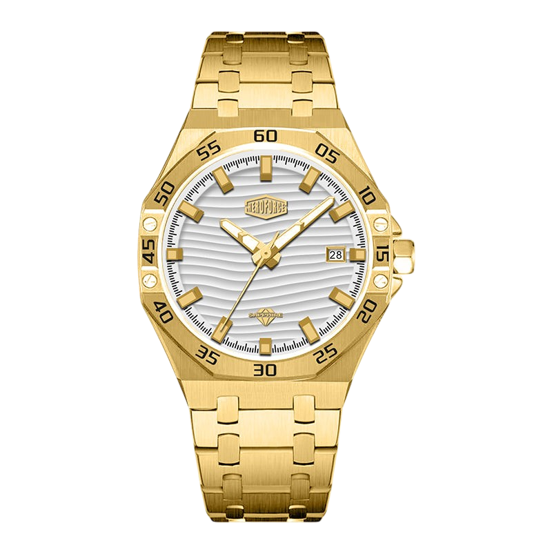 gold watch white dial