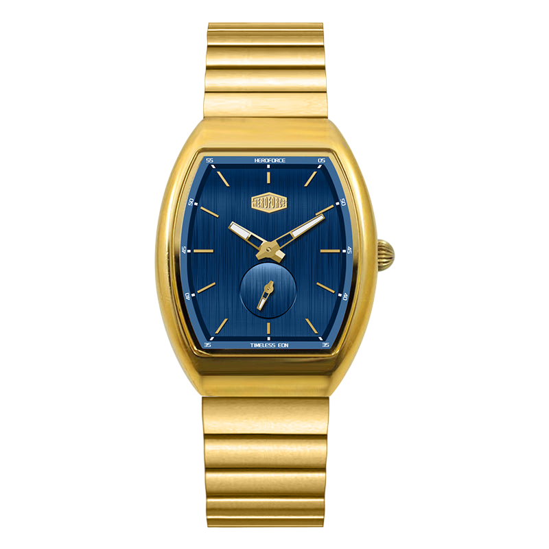 gold watch blue dial