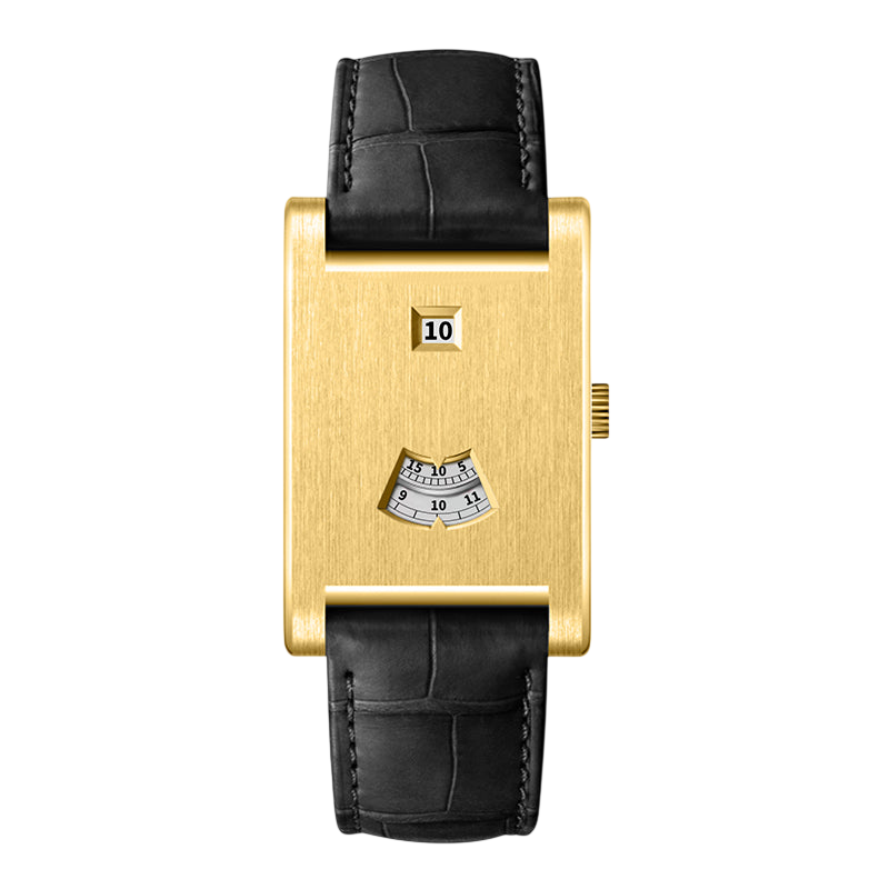 gold watch black strap