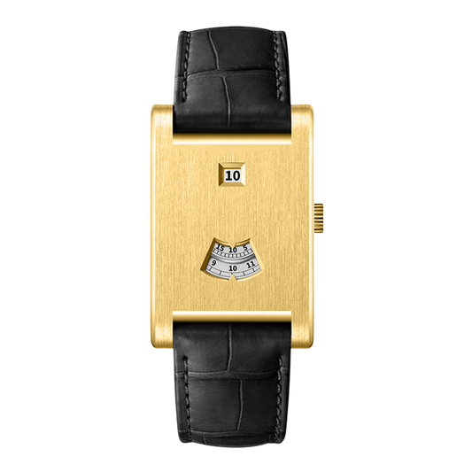 gold watch black strap