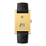 gold watch black strap