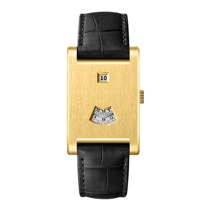 gold watch black strap