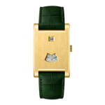 gold watch green strap