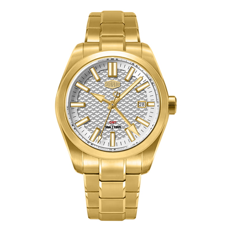 gold watch, dark dial