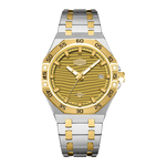 gold wavy dial two-tone watch