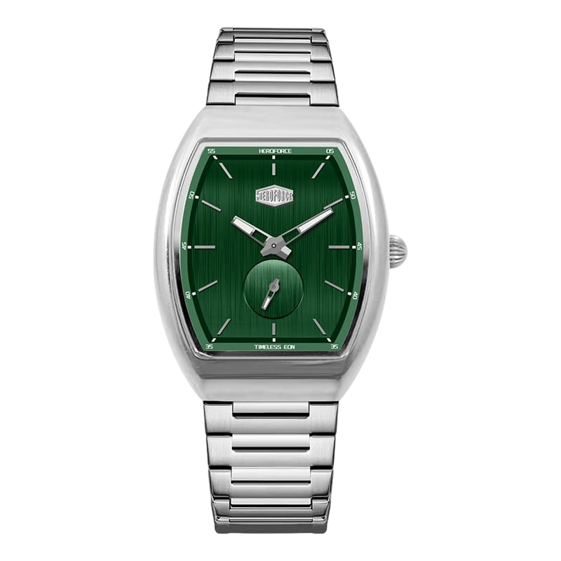 green dial metal watch