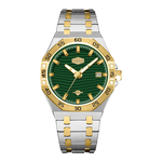 green wavy dial two-tone watch