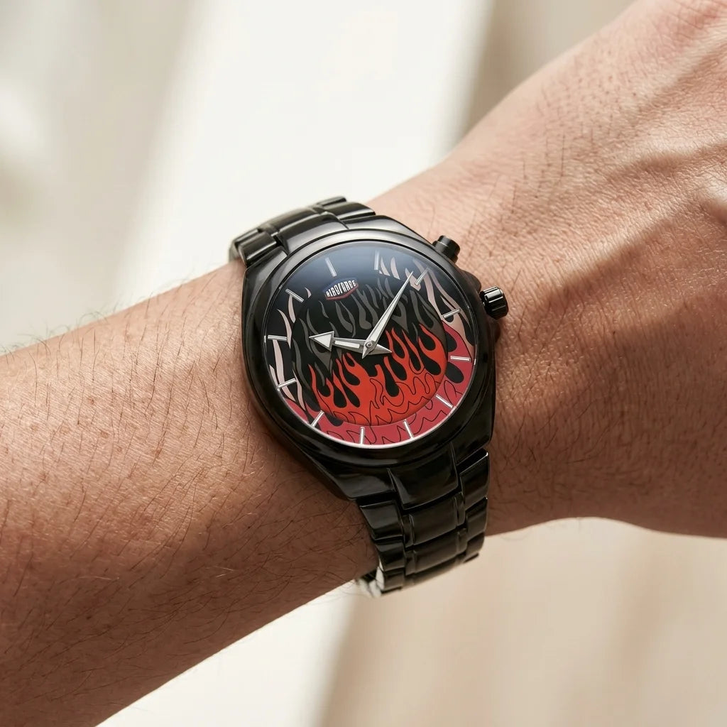 Heroforce 2020 Red Flame - red flame dial, luxury watch, on wrist, natural skin