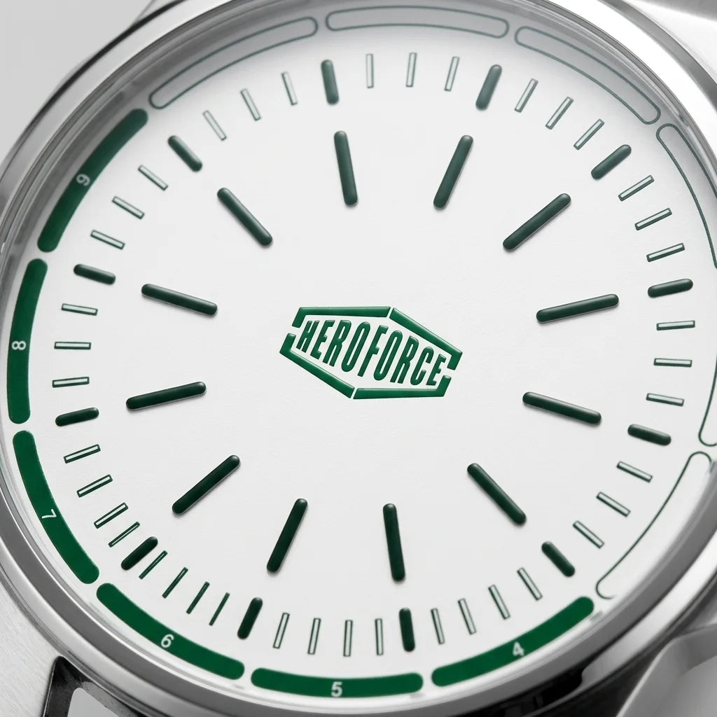 Heroforce 5003P Cyber Aura Watch - avant-garde analog, silicon strap, quiet luxury