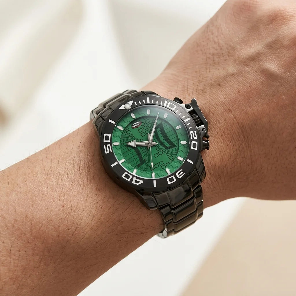 HeroForce 5004 - Watch on wrist, Hyperrealistic detail, Soft studio light
