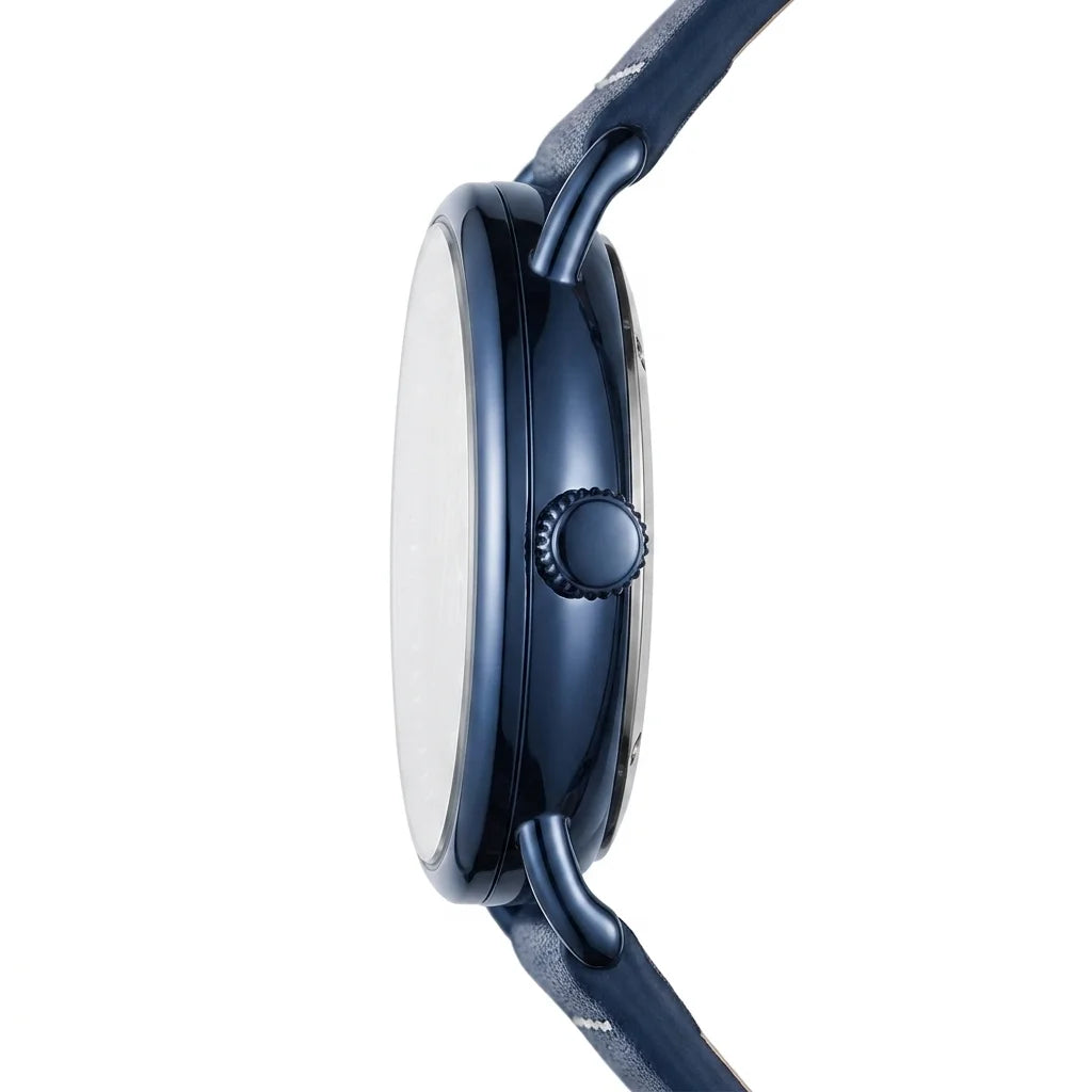 HeroForce 5005A Blue Ed - Luxury watch, extreme close-up, side profile, quiet luxury