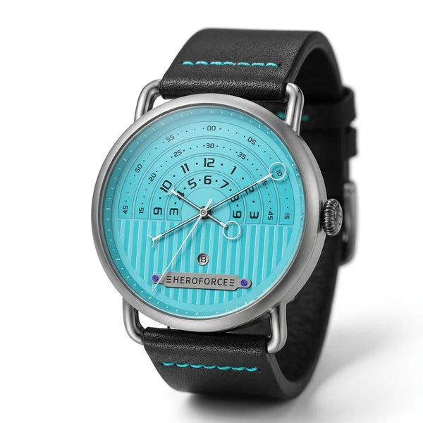 Heroforce 5005A HeroForce - Men's bright dial, black leather watch