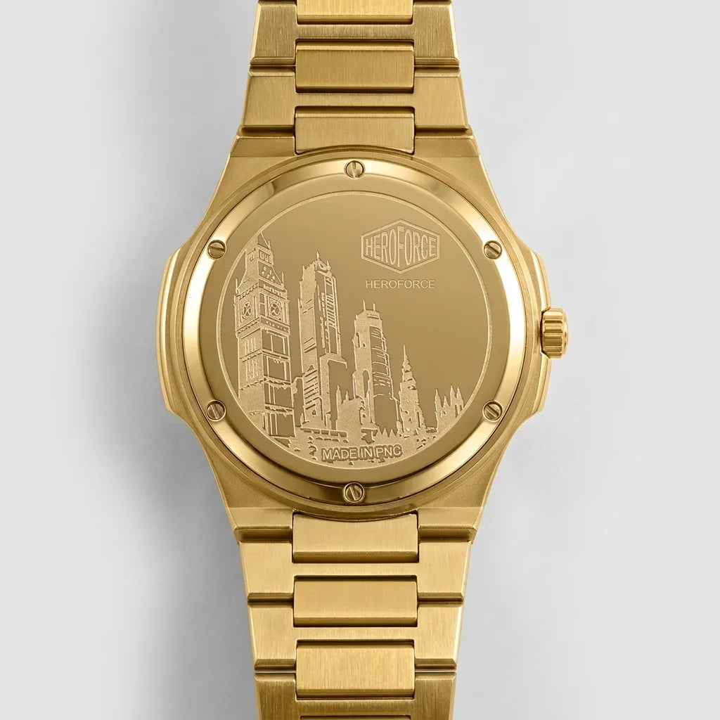 HeroForce 5008 Gold Edition - caseback, engravings, premium, studio