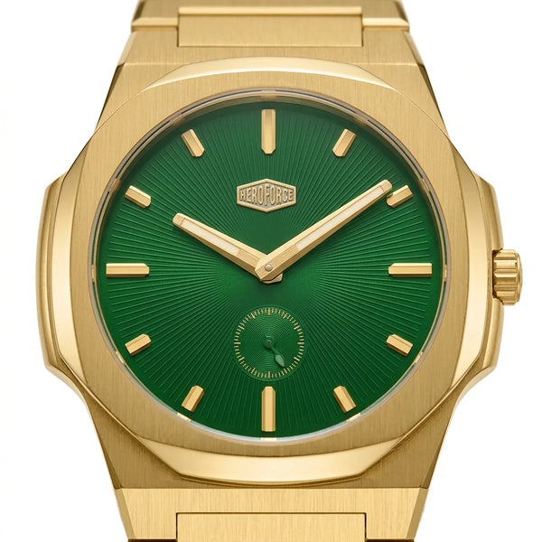 HeroForce 5008 Gold Edition - men's luxury, sunray dial, gold watch, quiet luxury style