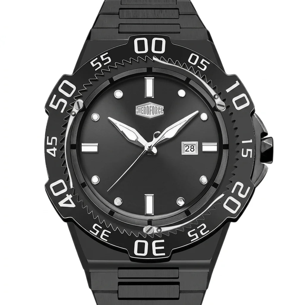 HeroForce 5009 Black Edit - black dial, macro, luxury, sharp