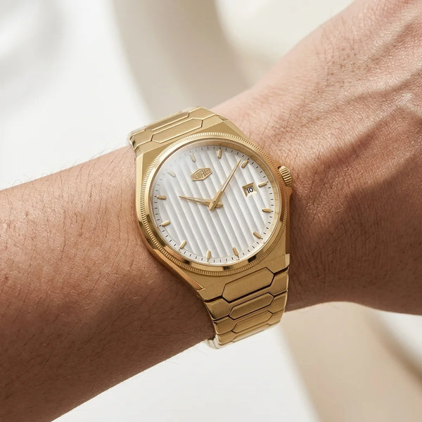 Heroforce 5012 Gold Light - luxury watch, worn wrist, gold